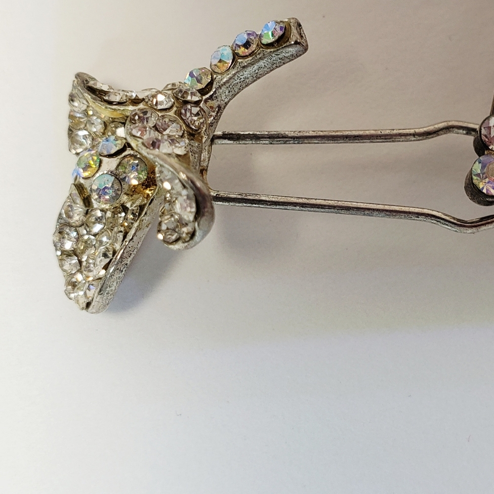 Silver Crystal Flower Hair Pin Set - Calla Lilly - Crystal Rhinestone Hair